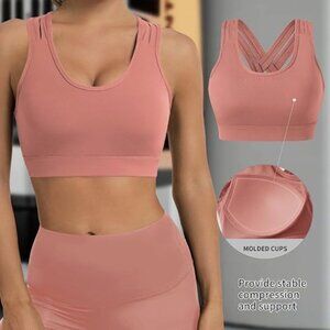 LUVROBES High Support Molded Cup Criss Cross Strappy Sports Bra **Small**